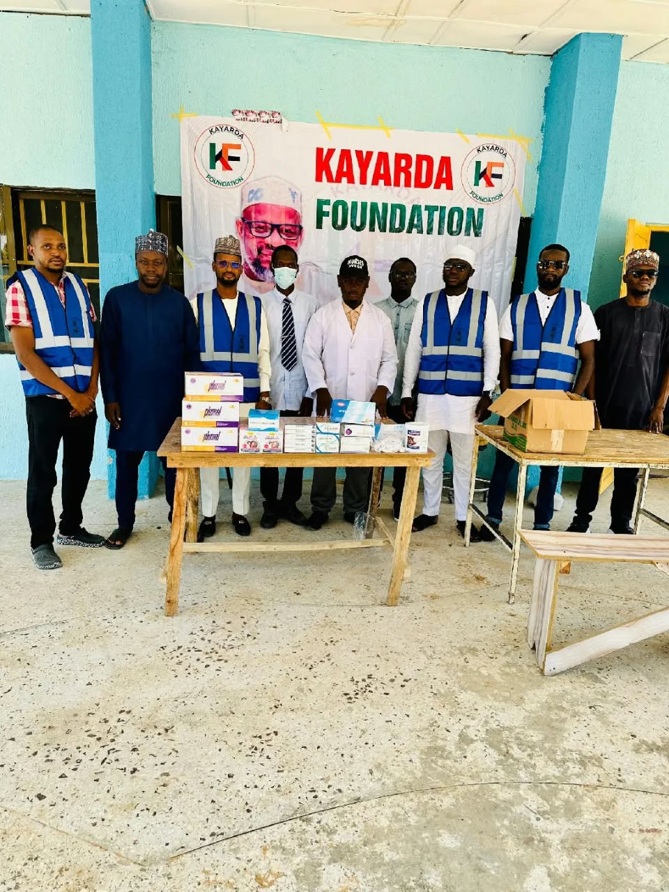 Kayarda Foundation team gathered around donated medical supplies